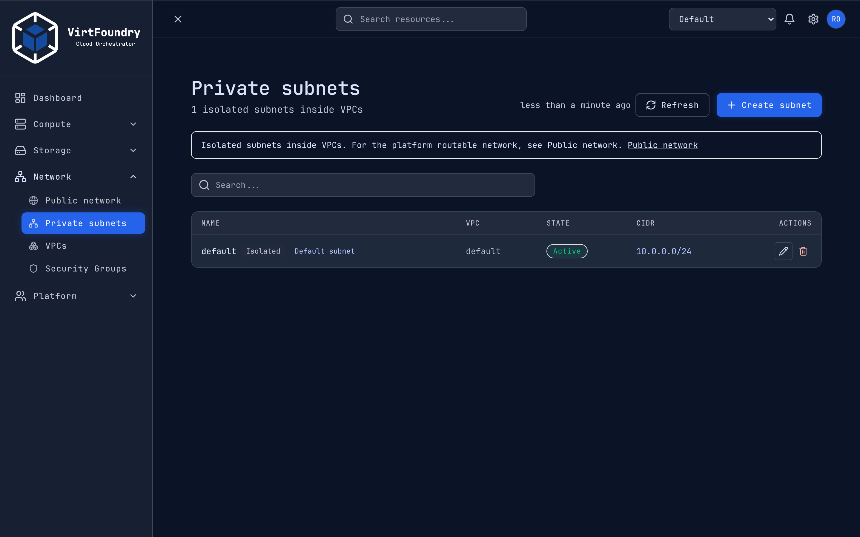 Per-tenant networks and VPCs